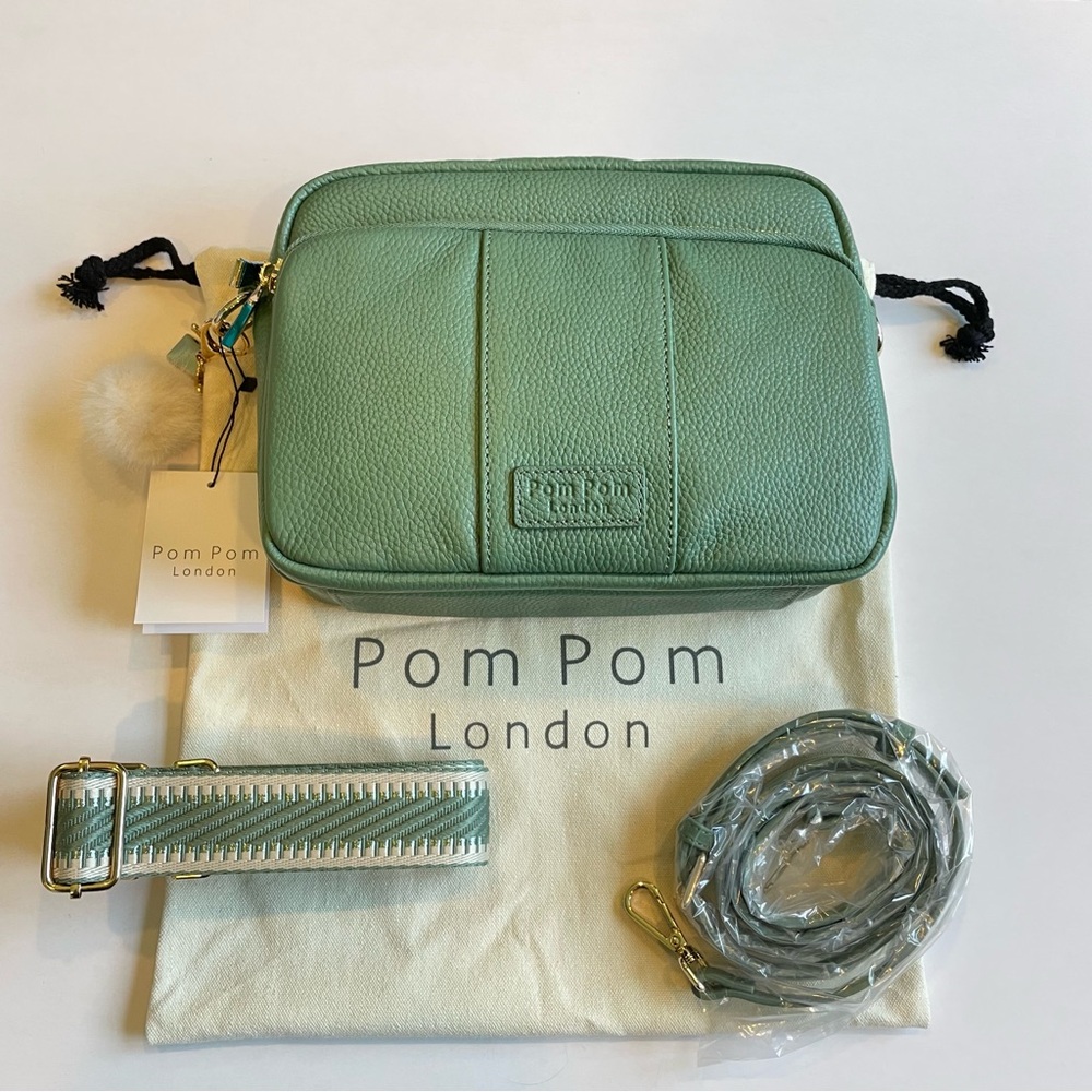 Pom Pom London SOFT GREEN Mayfair Plus Crossbody Bag Purse